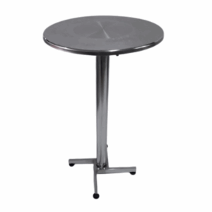 Mesa coctelera base cruceta cromo con tapa redonda en acero