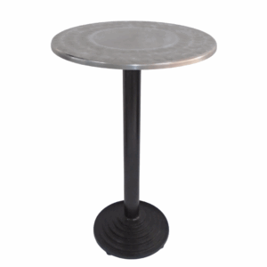 Mesa coctelera base disco con tapa redonda en acero