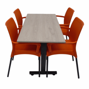 Sillas Diseño con brazo y mesa base H especial en madera de 120x60