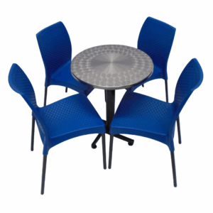 Sillas Diseño sin brazo y mesa base H en madera de 90x60