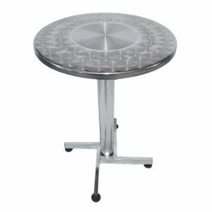 Mesa base cruceta cromo tapa en acero redonda