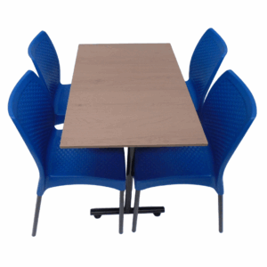 Sillas Diseño sin brazo y mesa base H especial en madera de 90x60