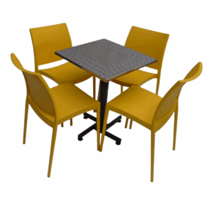 Sillas Mágica con mesa base cruceta en acero de 60x55