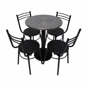 Sillas España y mesa base disco tapa redonda en acero de 60CM