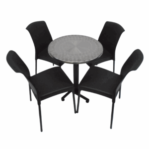 Sillas Eva sin brazo y mesa base cruceta tapa redonda en acero de 60CM