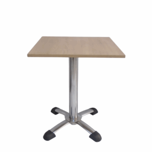 Mesa base pata chao cromada con tapa en madera