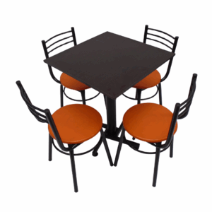 Sillas España y mesa base cruceta en madera de 60x60