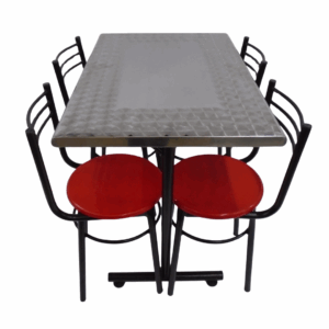 Sillas España y mesa base H en acero de 90x60