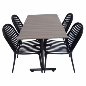 Sillas Alteza con mesa base H en madera de 90x60