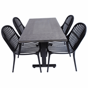 Sillas Alteza con mesa base H especial tapa en acero de 90x60