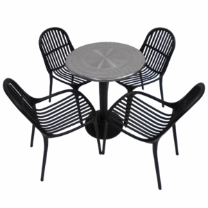 Sillas Alteza con mesa base disco tapa redonda en acero de 60CM