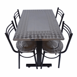 Sillas España acero y mesa base H especial tapa en acero de 90x60