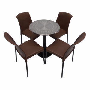 Sillas Eva sin brazo y mesa base disco tapa redonda en acero de 60CM