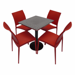 Sillas Mágica con mesa base disco tapa en acero de 60x55