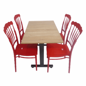 Sillas Tifany E2 con mesa base H especial tapa en acero 90x60