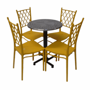 Sillas Tifany E3 con mesa base H especial tapa en acero 90x60